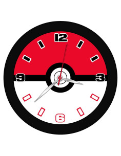 Reloj de Pared Pokeball Accutime 24.1 cm Rojo y Negro