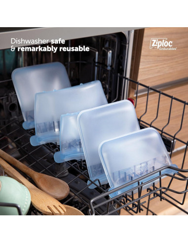 Bolsas Ziploc Endurables Grandes y Contenedor Mediano Silicona