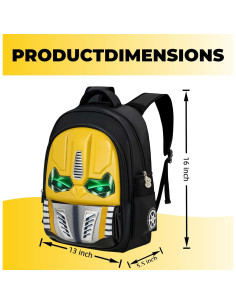 Mochila Infantil Amarilla 3D Genérico para Niños 4-12 Años 2