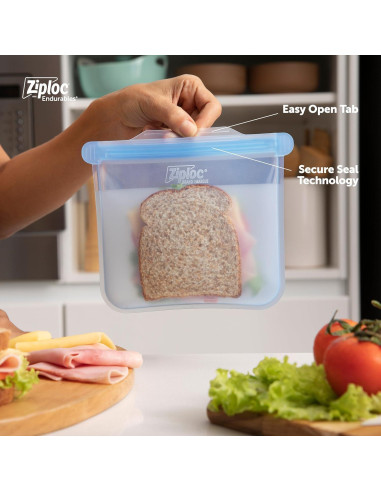 Bolsa Mediana Ziploc Endurables de Silicona Reutilizable 946ml