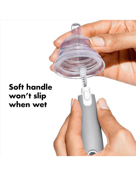 Cepillo para Botellas OXO Tot con Limpiador de Tetinas Gris