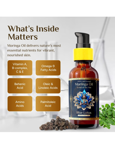 Aceite de Moringa Orgánico Puro 59.15ml - Hidratante Antienvejecimiento