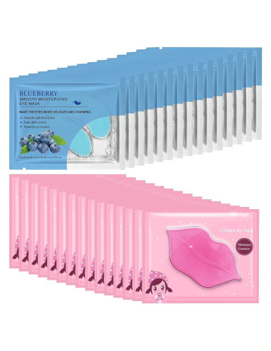 30 Pares de Mascarillas Hidratantes Colágeno para Ojos y Labios