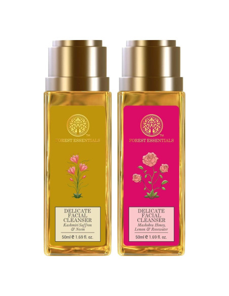 Set de Limpiadores Faciales Forest Essentials 50ml - Azafrán Neem y Agua de Rosas