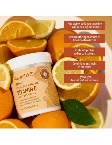 Crema Hidratante de Vitamina C Nature Well 453g - Piel Radiante