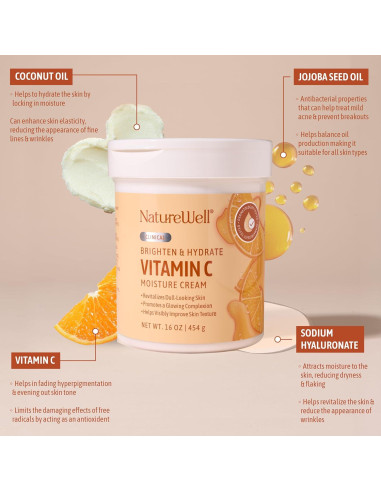 Crema Hidratante de Vitamina C Nature Well 453g - Piel Radiante