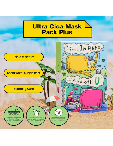 Mascarilla de Tela Hidratante Dancing Whale Ultra Cica 10 Hojas