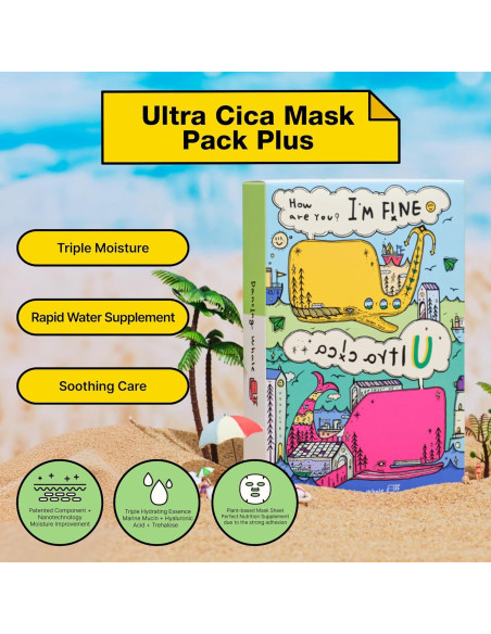Mascarilla de Tela Hidratante Dancing Whale Ultra Cica 10 Hojas