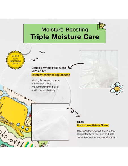 Mascarilla de Tela Hidratante Dancing Whale Ultra Cica 10 Hojas