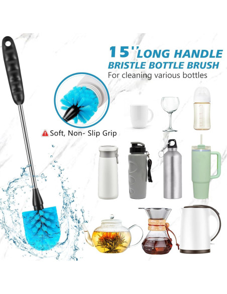 Juego de 6 Cepillos de Limpieza de Botellas ISSHU - Mango Largo Juego de 6 Cepillos de Limpieza de Botellas ISSHU - Mango Largo