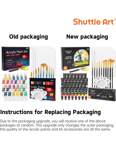 Conjunto de Pintura Acrílica Shuttle Art 46 Piezas 30 Colores