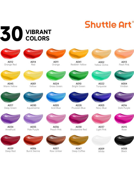 Conjunto de Pintura Acrílica Shuttle Art 46 Piezas 30 Colores