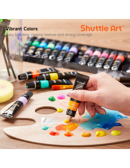 Conjunto de Pintura Acrílica Shuttle Art 46 Piezas 30 Colores