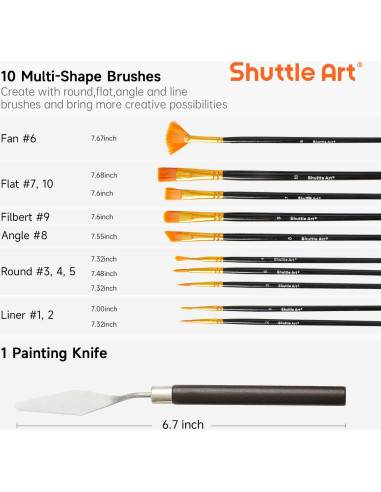 Conjunto de Pintura Acrílica Shuttle Art 46 Piezas 30 Colores