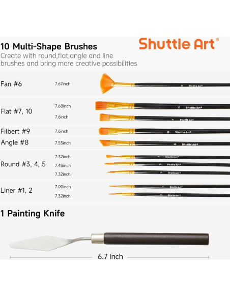 Conjunto de Pintura Acrílica Shuttle Art 46 Piezas 30 Colores