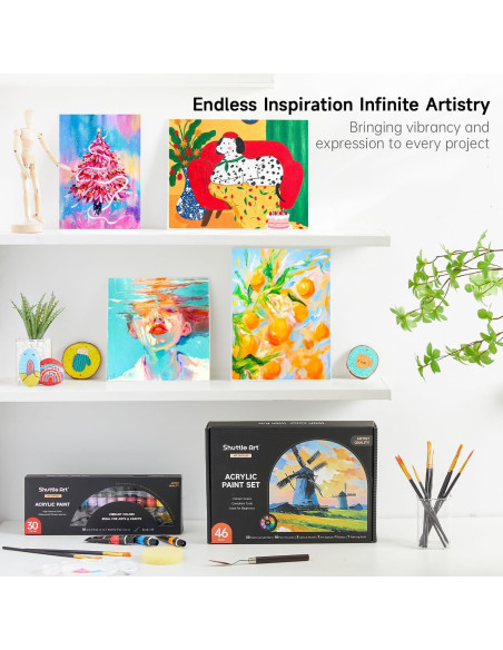 Conjunto de Pintura Acrílica Shuttle Art 46 Piezas 30 Colores