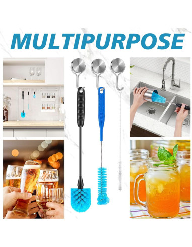 Juego de 6 Cepillos de Limpieza de Botellas ISSHU - Mango Largo