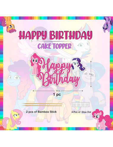 Adorno de Pastel de Cumpleaños Feliz Mi Pequeño Pony