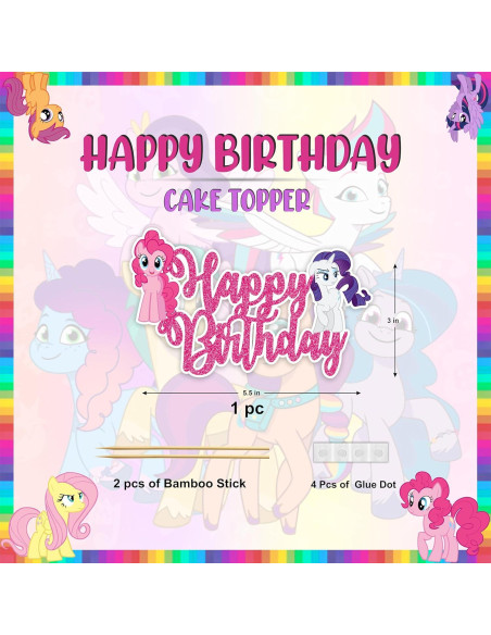 Adorno de Pastel de Cumpleaños Feliz Mi Pequeño Pony