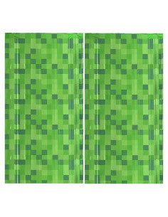 Cortinas de Flecos de Papel Verde Pixel Calmi - 2 Pcs 0.97x2m