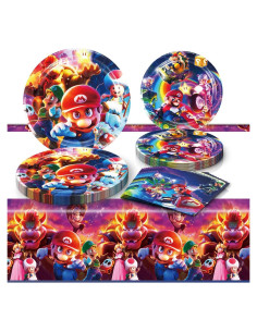 Suministros de Fiesta Mario Move 41 Pack - 20 Platos y 20 Servilletas