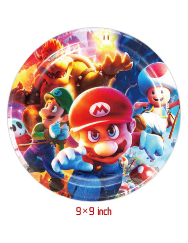 Suministros de Fiesta Mario Move 41 Pack - 20 Platos y 20 Servilletas