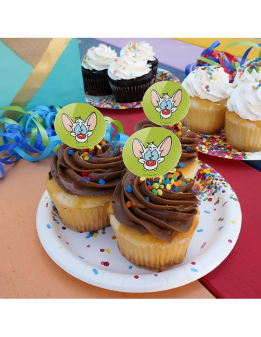 Set de 6 Toppers para Cupcakes Pinky y el Cerebro - Graphics & More