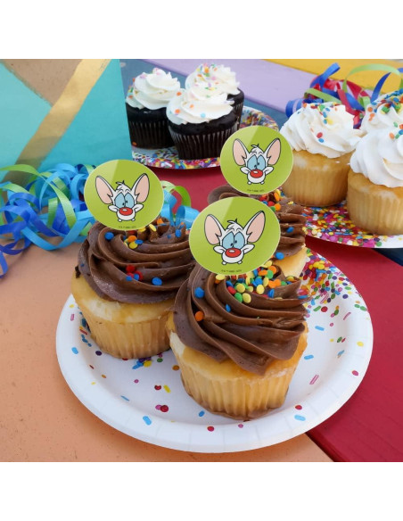 Set de 6 Toppers para Cupcakes Pinky y el Cerebro - Graphics & More
