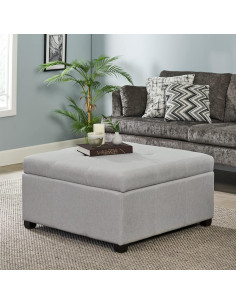 Ottomán de Almacenamiento GDFStudio Gris Claro 88.90x88.90x46.99 cm 2