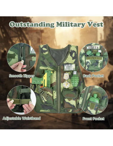 Disfraz de Ejército para Niños XY con Chaleco y Accesorios