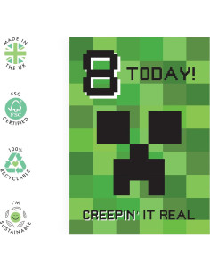 Tarjeta de Cumpleaños 8 Central 23 Minecraft Creeper 2