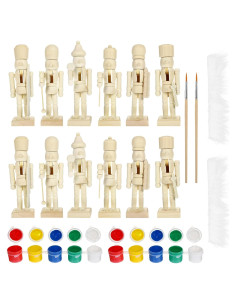 Figuras de Cascanueces de Madera Sin Pintar 12 Pcs 12.7 cm