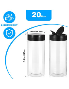 20 Tarros de Plástico para Especias 16 Oz Pafeooui - Reutilizables 2