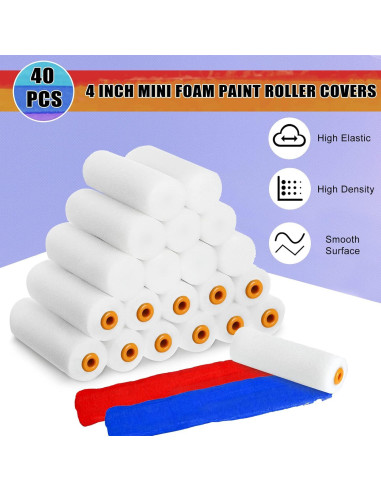 40 Fundas de Rodillo de Pintura Mini Nuogo 10.16 cm Alta Densidad