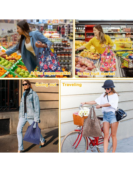 6 Bolsas de Compras Reutilizables Plegables PENGJINYU Ecológicas