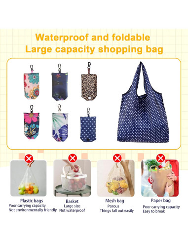 6 Bolsas de Compras Reutilizables Plegables PENGJINYU Ecológicas
