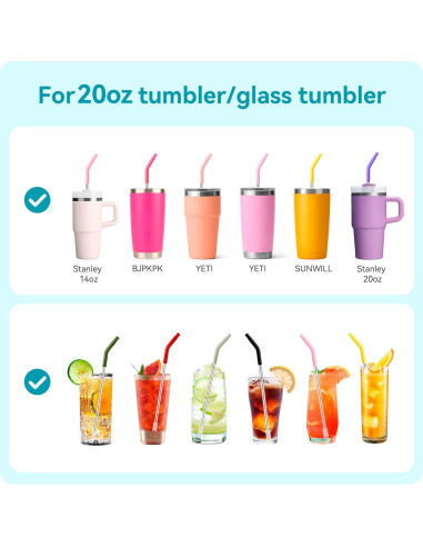 4 Popotes Metálicos Reutilizables 20 oz Soledea con Silicona