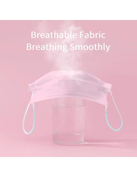 Paquete de 50 Mascarillas Desechables Rosas 3 Capas MEESOUL