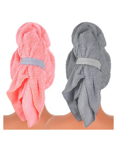 Paquete de 2 Toallas de Microfibra para Cabello hoyuwak - Secado Rápido