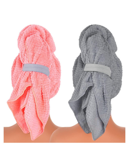 Paquete de 2 Toallas de Microfibra para Cabello hoyuwak - Secado Rápido