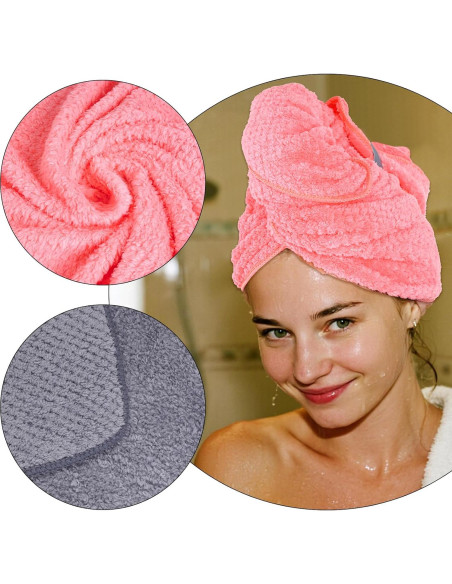 Paquete de 2 Toallas de Microfibra para Cabello hoyuwak - Secado Rápido