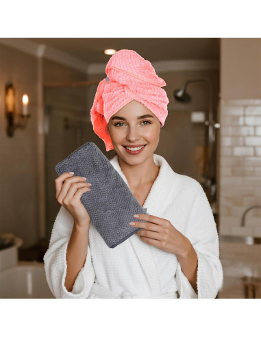 Paquete de 2 Toallas de Microfibra para Cabello hoyuwak - Secado Rápido