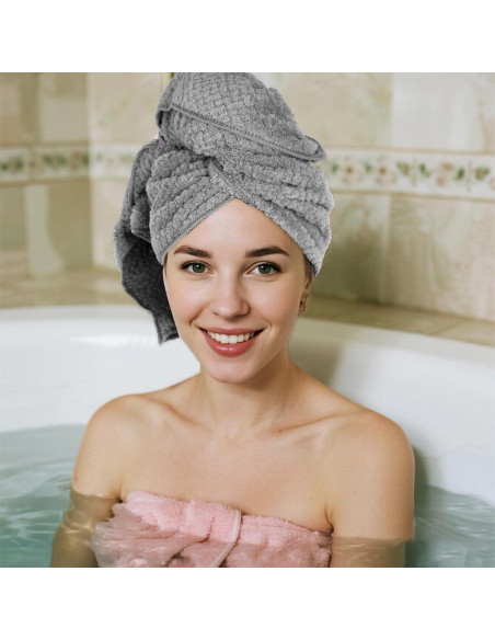 Paquete de 2 Toallas de Microfibra para Cabello hoyuwak - Secado Rápido