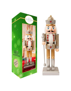 Soldado Cascanueces de Madera Tradicional 25.4 cm Plata