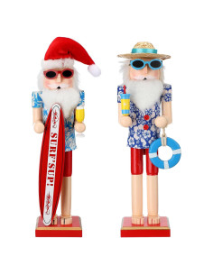 Cascanueces de Madera Santa Surfista 38 cm RattanView - 2 Pzas