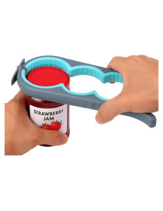 Abrebotellas 4 en 1 Genérico Azul y Gris para Manos Débiles