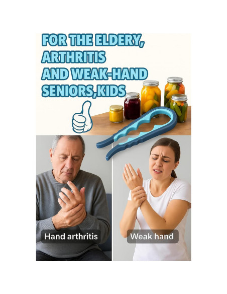 Abrebotellas 4 en 1 Genérico Azul y Gris para Manos Débiles