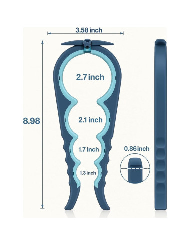 Abrebotellas 4 en 1 Genérico Azul y Gris para Manos Débiles