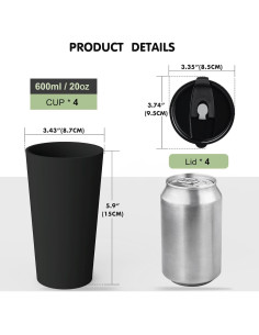 Juego de 4 Tazas de Café Reutilizables Greentainer 600 ml 2