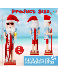 Cascanueces de Madera Santa Surfista 38 cm RattanView - 2 Pzas 2